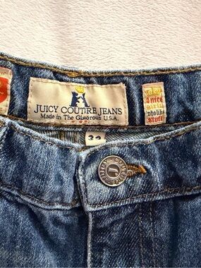 Juicy Couture Distressed Light Blue Denim Jeans with Branded Button